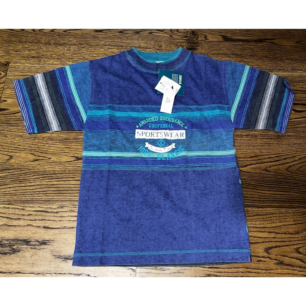 Vintage 90s Gitano Sportswear T-Shirt Boys 8-10 NOS NEW Stripes‎ Retro Colorful